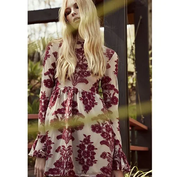 FOR LOVE AND LEMONS Temecula mini dress in Wine size XS - Picture 2 of 7